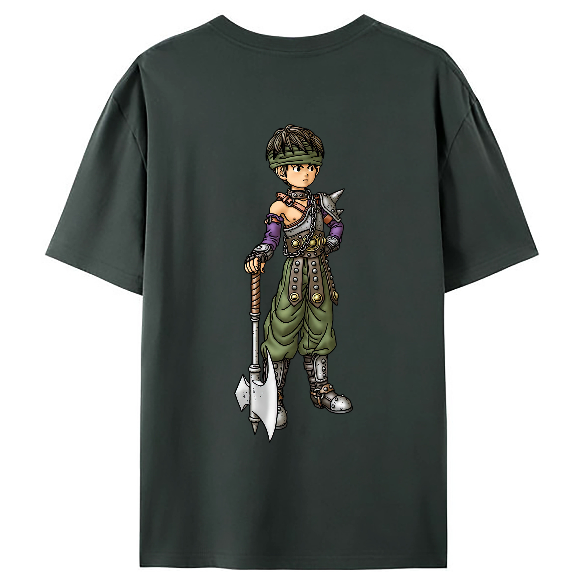 （画像用） ドラゴンクエスト Doragon Kuesuto Dragon Quest 綿100％ メンズ半袖Tシャツ（バックプリント） 通気性